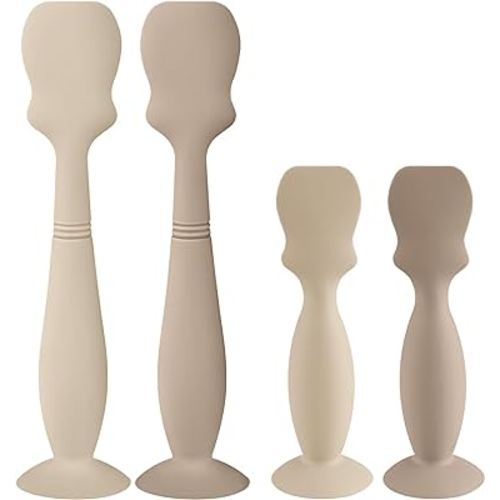 4 Pack Baby Diaper Cream Brush, Diaper Cream Spatula Applicator Silicone Baby Butt Paste Spatula for Babies, Newborn, 2 x Large Size, 2 x Small Size (2 x Natural, 2 x Sand)