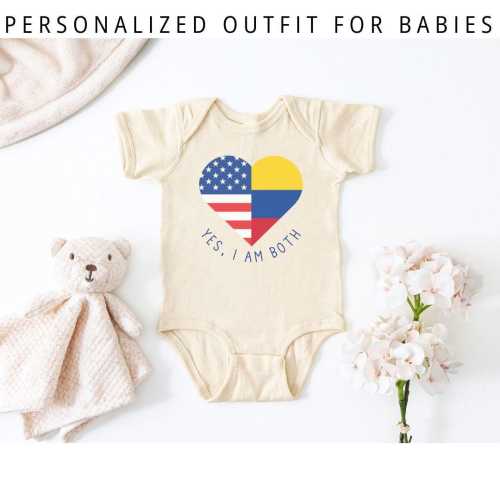 Colombia Baby Shower Gift Half Colombian Half American New Mom Kids Tshirt Baby Shower 2024 Gift Mom and me Proud Nationality Baby Colombian