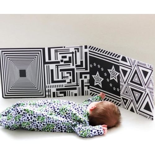 Black and White High Contrast Baby Sensory Fold Out Board, Baby Sensory Board is Made from Premium Quality Card Stocks for Newborn Babies