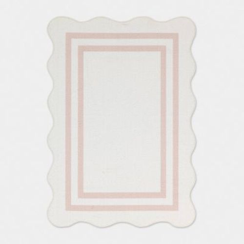 5'x7' Double Border with Scallop Edge Dorm Area Rug Pink/Ivory - Threshold™