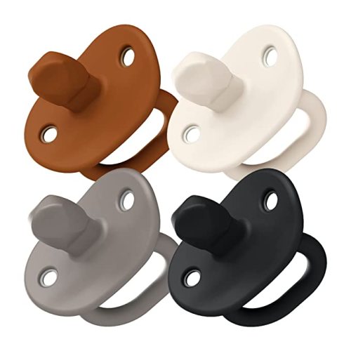 Boon Jewl Silicone Orthodontic Pacifier - Baby Pacifier with Soothing Gem-Shaped Nipples - Comfortable Baby Pacifiers Support Natural Oral Muscular Development - Neutral - 4 Count - 0+ Months
