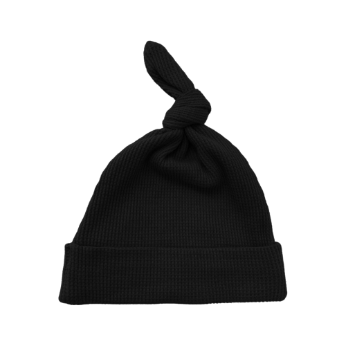 Organic Waffle Knot Beanie, Black