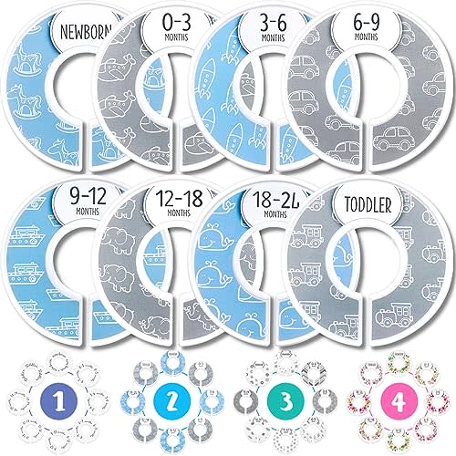 Eli with Love Baby Closet Dividers (Baby Blue) – Fits 1.5" Rod - Set of 8 Baby Clothes Organizers – Organize Nursery Hangers Size/Age