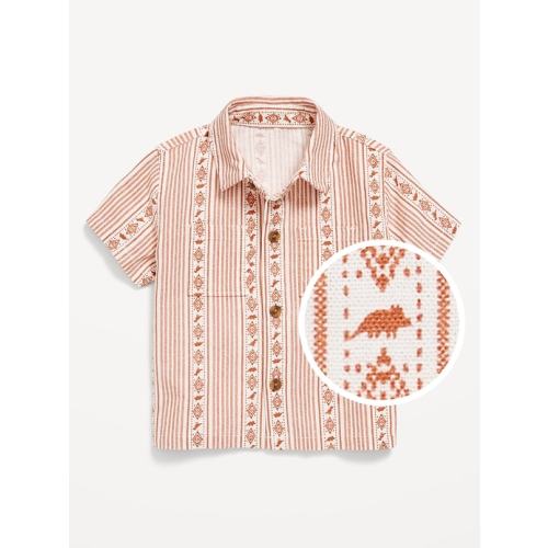6M Printed Short-Sleeve Linen-Blend Pocket Shirt for Baby