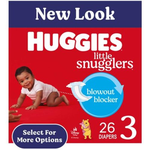 Huggies Little Snugglers Baby Diapers, Size 3 (16-28 lbs), 26 Ct (Select for More)