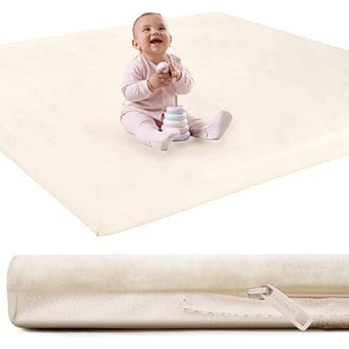 Padded Baby Play Mat for Floor,1.2" Thick Foam Nursery Rug with Removable Washable Cover,Non Slip Soft Velvet Kids Play Crawling Mat for Toddlers,Infants- Easy to Clean Yoga Mat