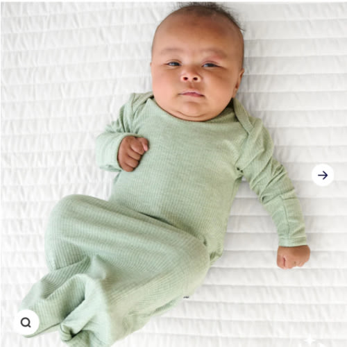 Heather Sage Ribbed Infant Gown - Little Sleepies