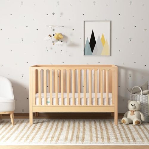 Newton Baby Galileo Standard Crib, Solid Beech Wood in Natural Color, 3-in-1 Convertible Crib with Toddler Bed Conversion Kit, Ultra-Safe Non-Toxic Finish