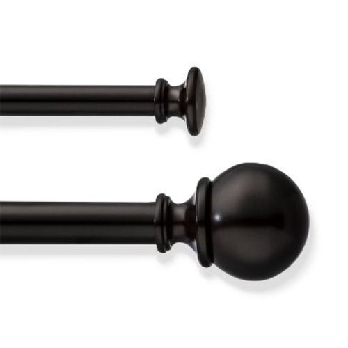 66"-120" Ball Double Curtain Rod Oil Rubbed Bronze - Threshold™: Adjustable Metal Double Rod Set, 30lb Capacity