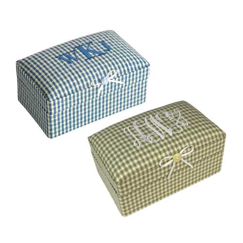 Small Baby Keepsake Box – Gingham baby keepsake box, cute memory box, Gingham Baby Keepsake Box