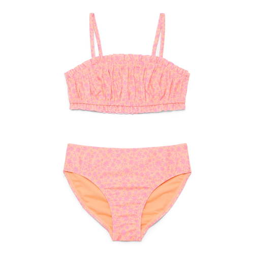 Wonder Nation Little and Big Girls Ruffle Sunshine Bikini Swimsuit with UPF50, 2-Piece, Sizes 4-16