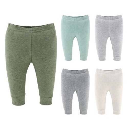 The Peanutshell Soft Heather Neutral Pants for Baby Boy and Girl, 5-Pack Set, Multicolored, 6-9 Months