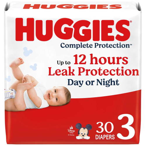 Huggies Complete Protection Baby Diapers, Size 3 (16-28 lbs), 30 Count