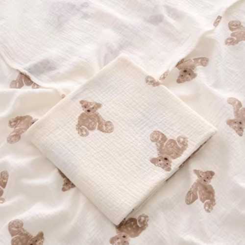 Muslin Baby Blanket, Bear Baby Blanket, Cotton Swaddle Blanket, Baby Boy and Girl Blanket, Rainbow Baby Blanket, Receiving Blanket