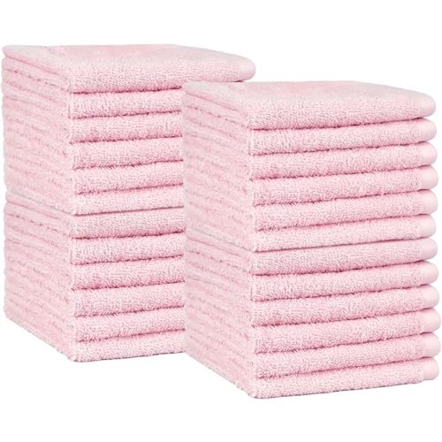Highly Absorbent, Soft & Durable 100% Cotton Washcloths for Bathroom, Body and Face, Lightweight, Fast Drying, 12 x 12 inches, Seafoam Green, Ice Blue, White, 24-Pack