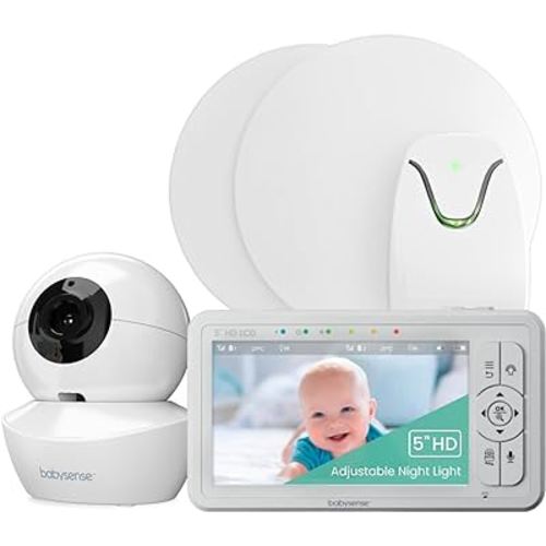 Babysense True Sleep HD Video Baby Monitor with Camera and Audio & Baby Sleep Breathing Movement Monitor, No WiFi, Non Wearable, Non Contact Monitor with 2 Under-Mattress Sensors, Full Crib Coverage