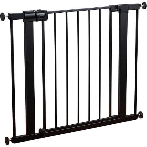 Safety 1st Easy Install Walk Thru Baby Gates for Doorways, Baby Gate With Door, Dog Gates, Fits Between 29" and 38", Easy Install 28" Tall, Black