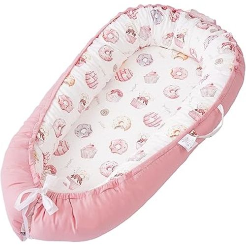 Baby Lounger - Infant Lounger for Newborn 0-24 Months, Breathable & Soft Baby Nest Cover, Portable Baby Bed for Home and Travel, Babies Essentials Gifts - Pink