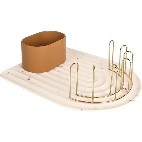 Boon ARC Modular Baby Bottle Drying Rack — Includes Silicone Drying Mat, Accessory Cup, and 7-Prong Wire Bottle Rack — Baby Essentials