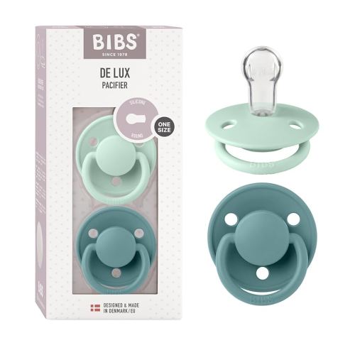 BIBS De Lux Baby Pacifier 2-Pack OneSize 0-36 Months - Nordic Mint/Island Sea