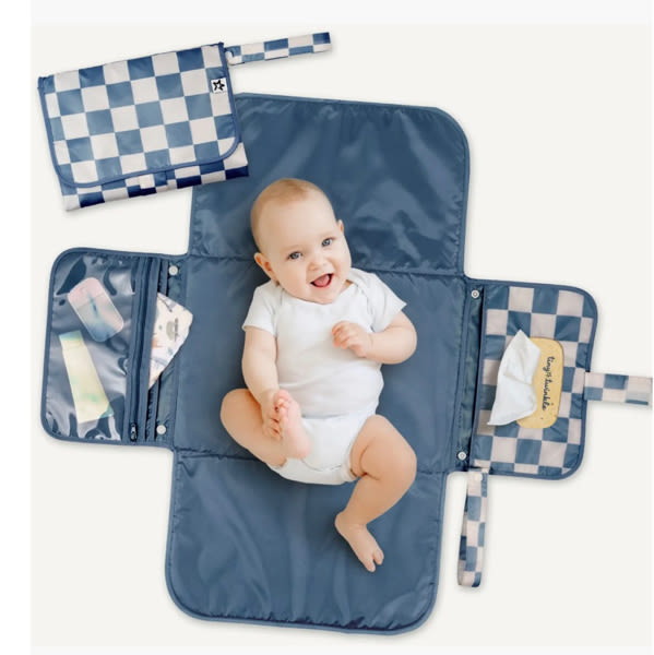 Portable/Foldable Waterproof Diaper Changing Pad with Smart Wipes Pocket
