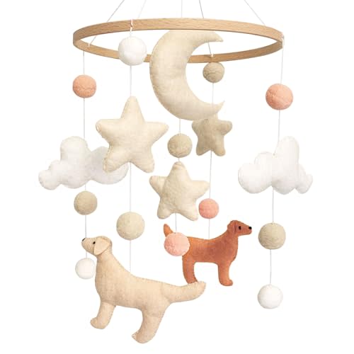 Dog Theme Baby Mobile, Mobile for Crib, Crib Mobile for Boys and Girls, Nursery Mobile for Bassinet, Pack and Play, Dog, Moon, Cloud, Star