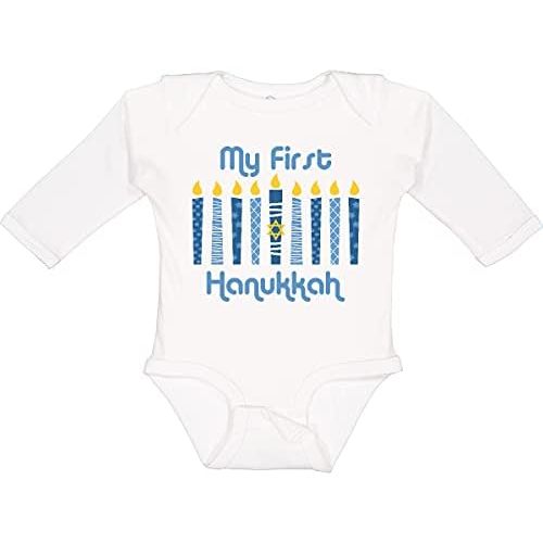 inktastic 1st Hanukkah Candles Long Sleeve Creeper
