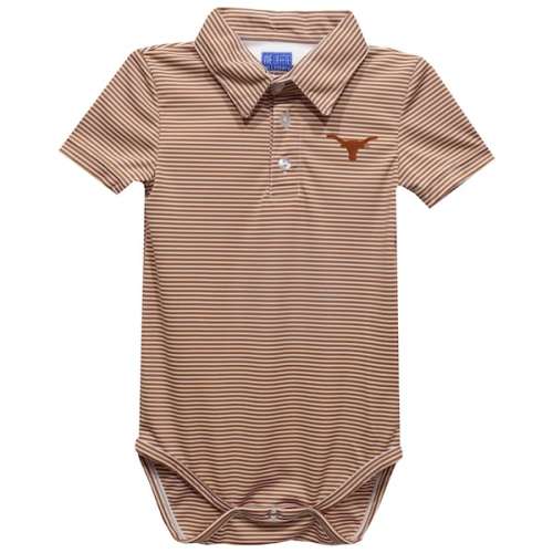 Texas Longhorns Vive La Fete Infant Polo Pencil Stripe Bodysuit - Texas Orange