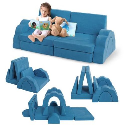 Whizmax 11pcs Modular Kids Play Couch, Kids Couch Toddler Couch With Removable Cover, Convertible Foam Floor Sofa For Playroom Creative Play