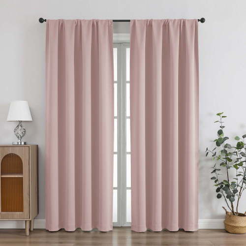 Chyhomenyc Blush Pink Curtains 72 Inches Long, Light Filtering Thermal Insulated Energy Saving Solid Soft Privacy Rod Pocket Window Curtains for Living Room Girls Bedroom, Each 40Wx72L Inch, 2 Panels