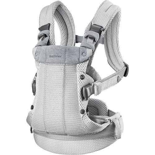 BabyBjörn Baby Carrier Harmony, Silver, 3D Mesh | 3-in-1 Ergonomic Baby Carrier; Newborn, Facing-In, Outward-Facing, and Back Carrying Positions Supported (7-40 lbs), Newborn to Toddler