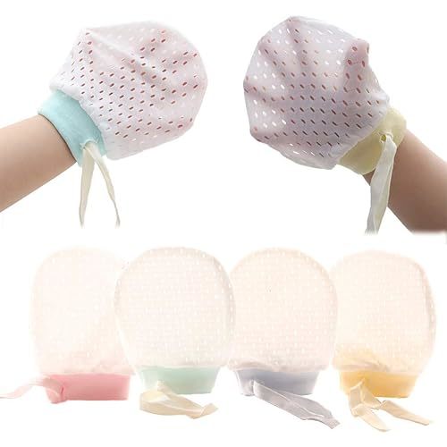 Cute Boys Girls Cotton No Scratch Gloves Drawstring Adjustable Mittens for Baby Infants