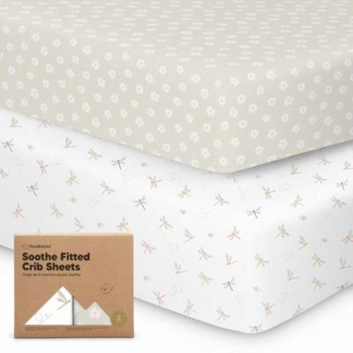 Keababies 2pk Soothe Fitted Crib Sheets Neutral, Organic Baby Crib Sheets, Fits Standard Nursery Baby Mattress (meadow)