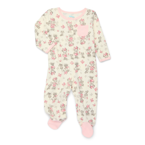 Minnie Mouse Baby Girls Footed Onesie Pajamas, Sizes 0M-6M, Cozy & Adorable
