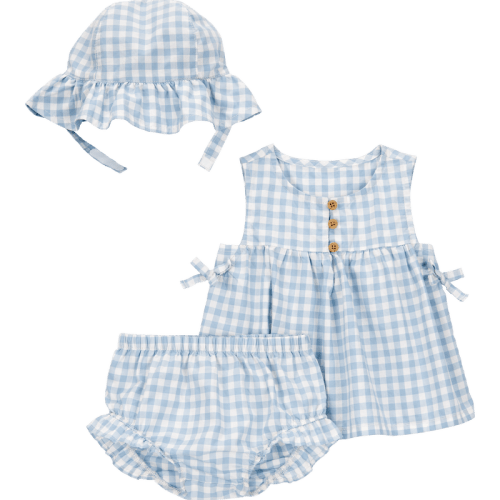 Blue/White Baby 3-Piece Gingham Hat Outfit Set | Carter’s Oshkosh Canada