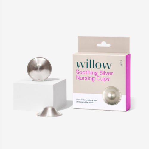 Willow - Silver Nursing Cups, 2 Pack, Breastfeeding Nipple Covers for Protection & BPA Free