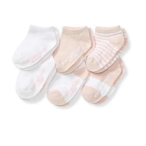 Burt's Bees Baby Unisex Baby Socks Ankle or Crew Height Made with Soft Organic Cotton, 6 Packs with Non-Slip Grips for Babies