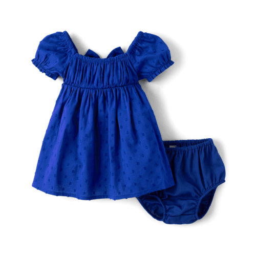Baby Girls Mommy And Me Bow Back Fit And Flare Dress - Blue
