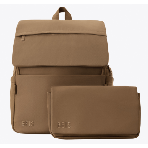 BÉIS 'The Ultimate Diaper Backpack' in Camel - Diaper Bag Backpack in Camel Brown