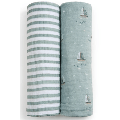 aden + anais Organic Cotton Muslin Swaddles in Sailing Seas 2 Pack