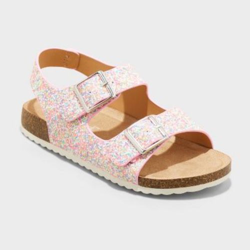 Toddler Girls' Reagan Footbed Sandals - Cat & Jack™ 5T: Hook & Loop, Contoured Footbed, Open Toe