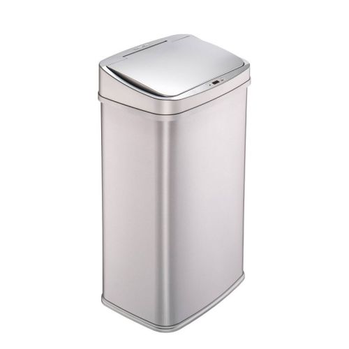 Nine Stars 13gal Motion Sensor Rectangular Shape Stainless Steel Trash Can Silver: Kitchen Garbage Can, Quiet Lid