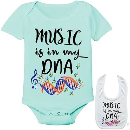 Music is in my DNA -Cute Custom arts theme Baby bodysuit onesie & bib gift Set