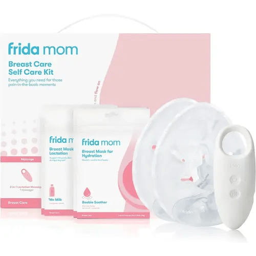 Breast Care Self Kit - 2-in-1 Lactation Massager, Instant Heat Warmers, Mask for Hydration, 9 Piece Set