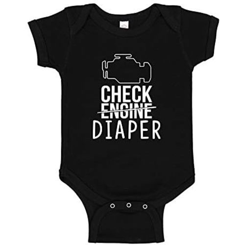 Check Engine Diaper Funny Mechanic Pregnancy Announcement Baby One Piece Infant Bodysuit T-Shirt