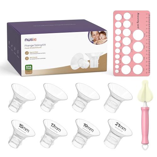 Nuliie 8PCS Flange Sizing Kit 15/17/19/21mm for 24mm Flange/Shield of Most Pumps, Silicone Flanges Insert for Momcozy/Spectra Electric Breast Pump, Pumping Essential Kit for Moms