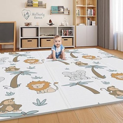 Extra-Large Baby Play Mat for Floors: Waterproof, Anti-Slip, Reversible, Foam Mat for Safe Indoor & Outdoor Play. Perfect for Nursery, Playroom, or Travel. (79'' x 71'' x 0.4'')