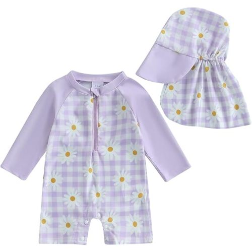 Baby Boy Girl Swimsuit One Piece Short Sleeve Rash Guard Zipper Swimwear Toddler Bathing Suit Infant Beach Outfits