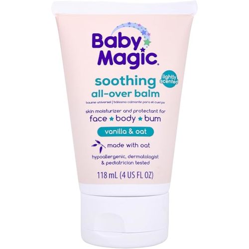 Baby Magic Soothing All-Over Balm, Vanilla & Oat, Skin Moisturizer for Face, Body & Bum, Hypoallergenic, Dermatologist & Pediatrician Tested, 4 Fl Oz