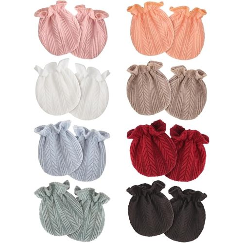 Newborn Baby Mittens No Scratch Cotton Elastic Wrist Gloves Infant Toddler Mittens for Baby Boy Girl 0-6 Months